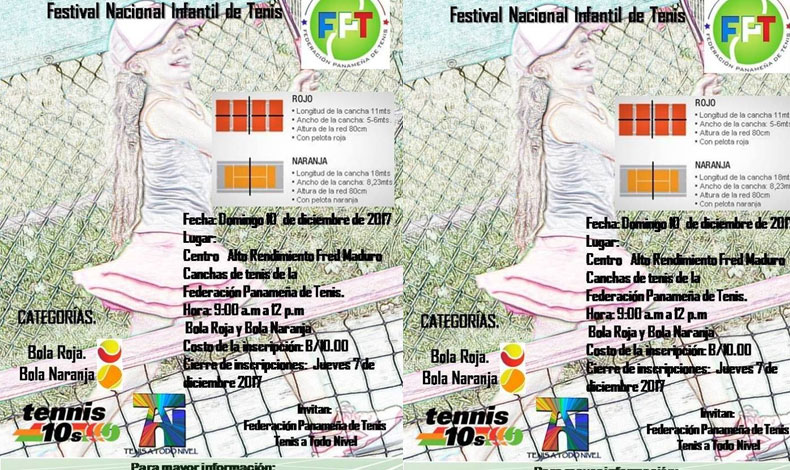 Para los amantes del tenis se realizar el Festival Nacional de Tenis Infantil