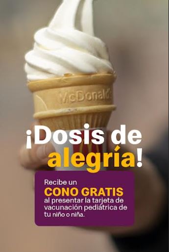 McDonalds en alianza ofrece un cono de cortesa por vacunacin peditrica COVID-19