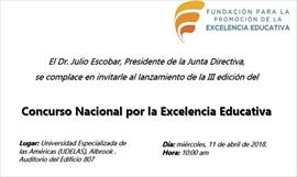 El 19 de junio arranca el Concurso Nacional de Excelencia Educativa