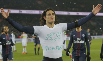 Cavani dedica su gol nmero 100 con el PSG al Chapecoense