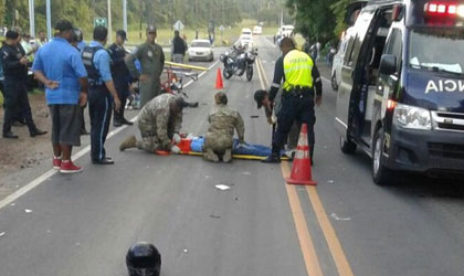 Motorizado involucrado en aparatoso choque contra vehculo