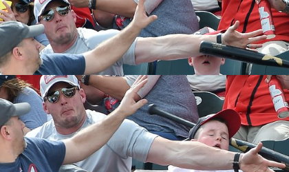 Superpap salva a nio de ser golpeado por bate en juego de MLB