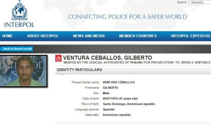 Alerta roja contra Gilberto Ventura