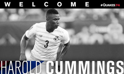 Confirmado que Harold Cummings es el nuevo jugador del San Jos Earthquakes