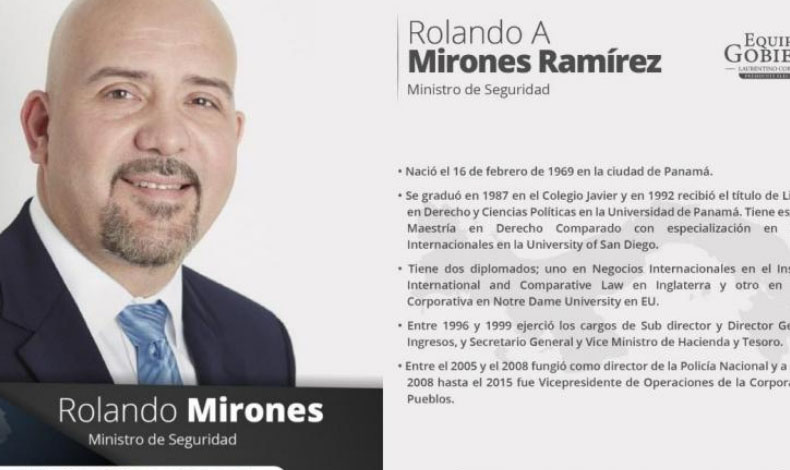 Rolando Mirones designado ministro de seguridad