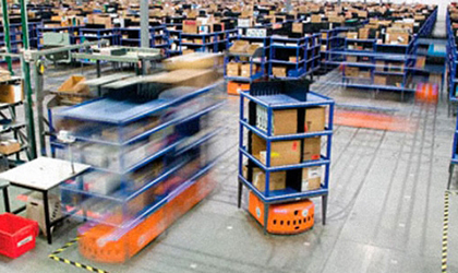 Robots y humanos trabajan en conjunto para Amazon