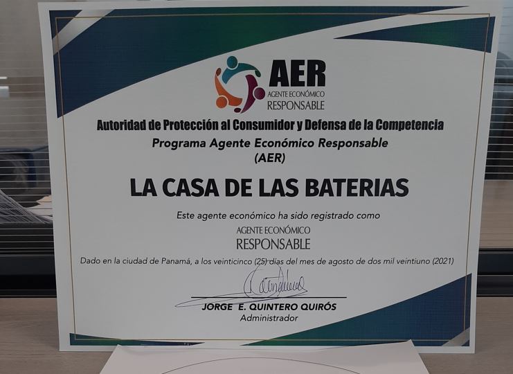 La Casa de las Bateras recibe certificacin como Agente Econmico Responsable (AER) de la ACODECO