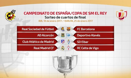 Ya fueron sorteados los cuartos de final de la Copa del Rey