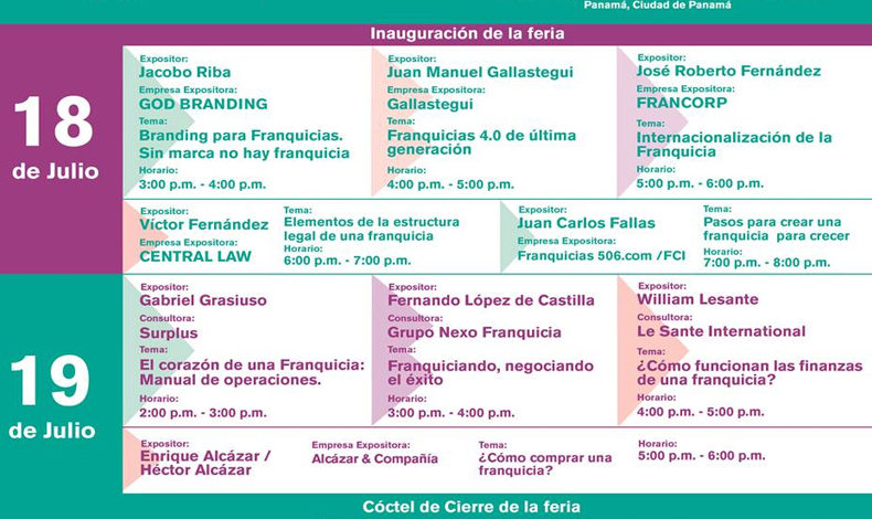 Charlas de la EXPO  FRANQUICIA 2018