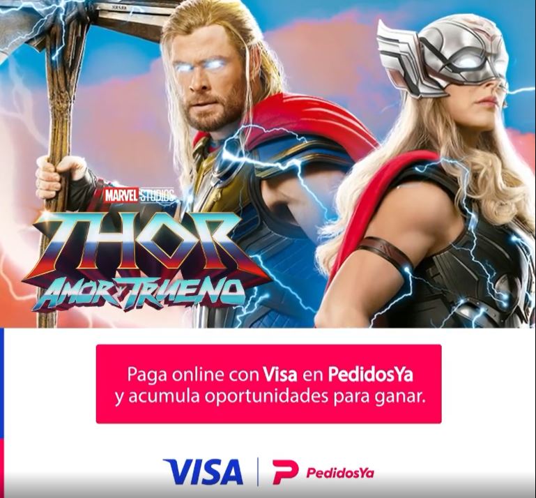 PedidosYa y Visa lanzan concurso para ganar un viaje a Los ngeles y vivir una experiencia inspirada en THOR: AMOR Y TRUENO de Marvel