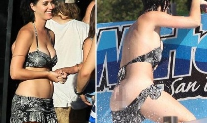 Katy Perry quedo al descubierto en piscina