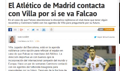 Villa sería el sustituto de Falcao